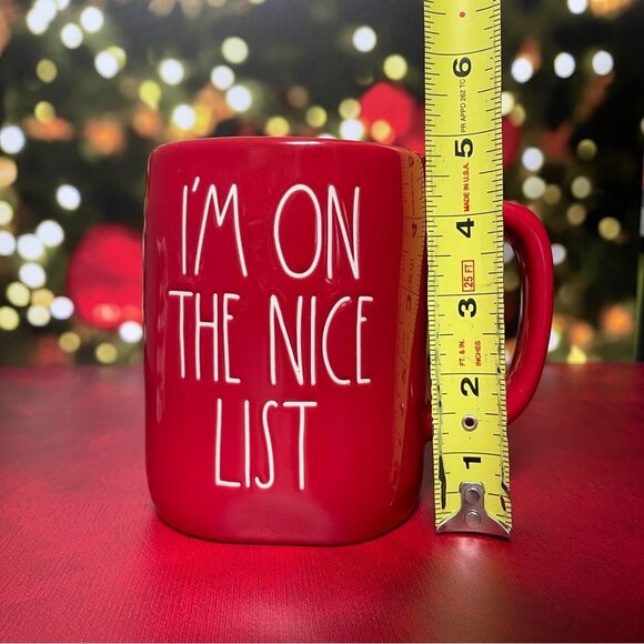 Rae Dunn Red Christmas Mug – “I’m on the Nice List” – Artisan Mug/Holiday Gift - Picture 8 of 9